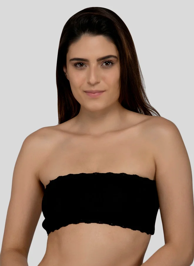 ليس اند مي  Laceandme Black Solid Non-Wired Lightly Padded Bandeau Bra 4295